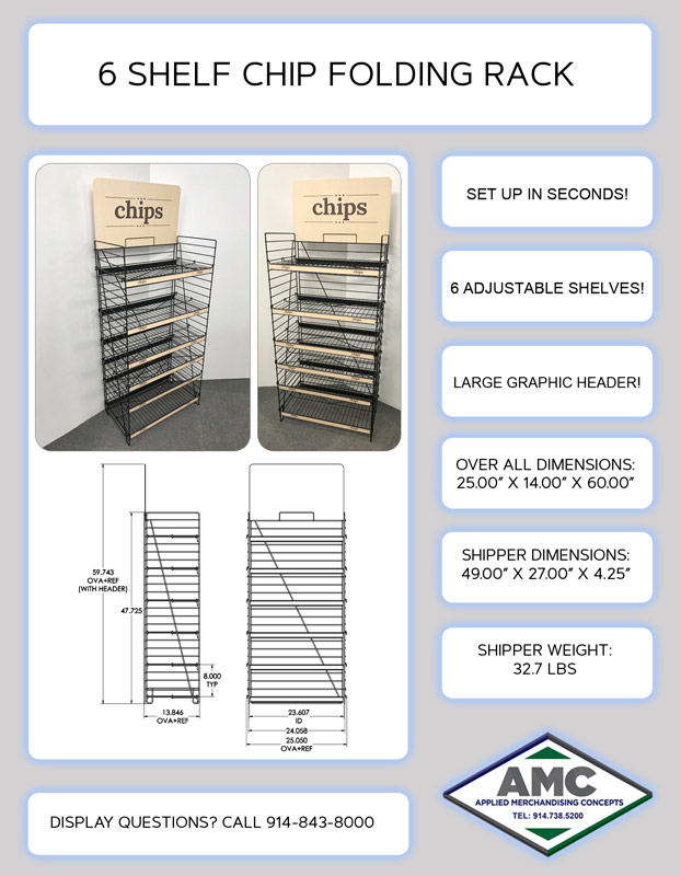 4 Shelf Under Counter Rack, Wire Chip Rack