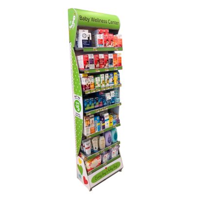 free-standing store placement, designed for hooks, shelves or both, customizable side panels