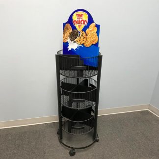 Round Mobile Wire Basket Rack, with 4 shelves