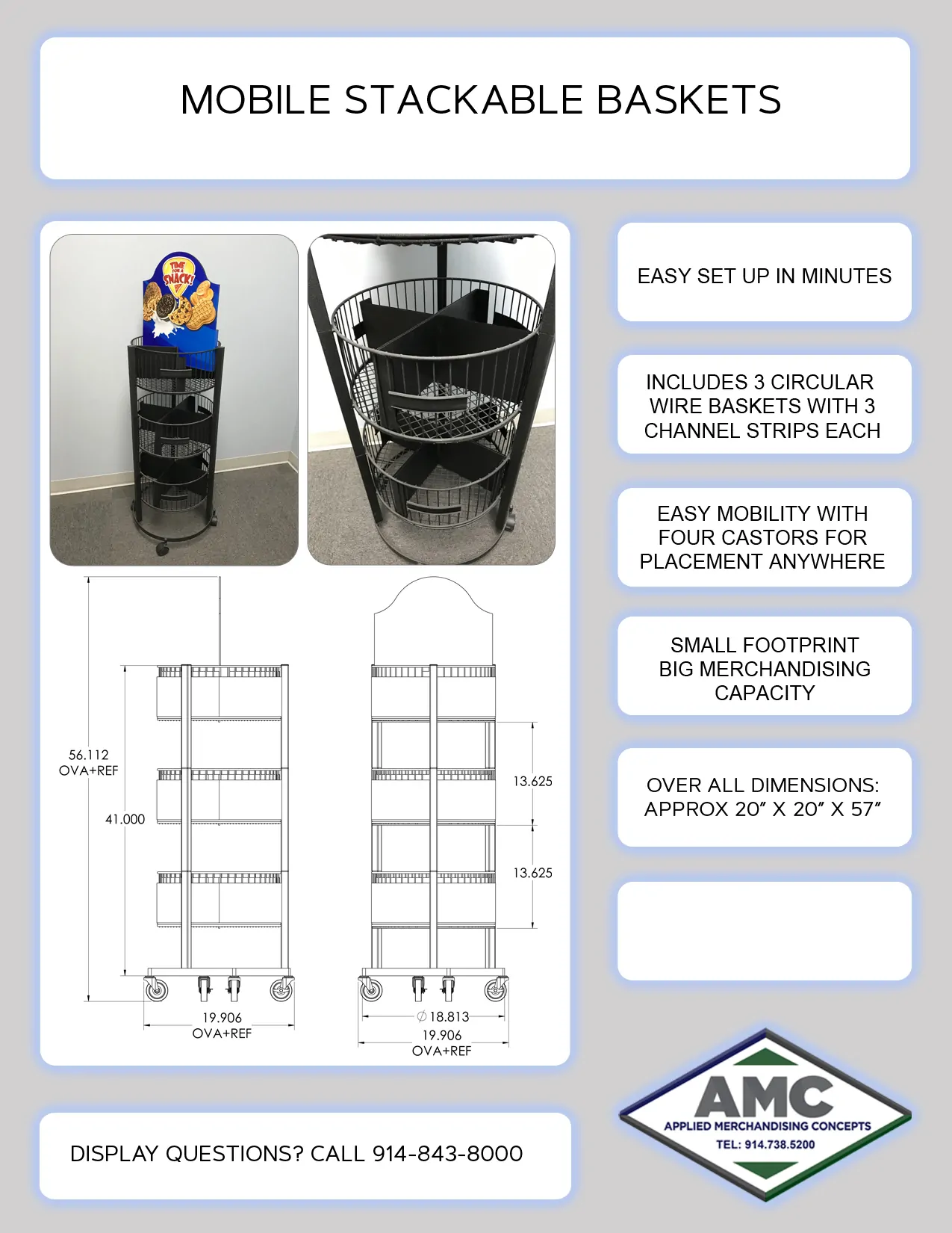 Round Mobile Wire Basket Rack - Image 6