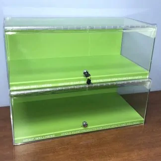 Two Tier Acrylic Box with Lock, 24" Wide, Clear, Can be used with custom graphics