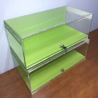 Two Tier Acrylic Box with Lock, 36" Wide, Clear, Can be used with custom graphics