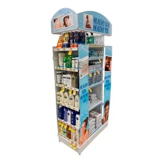 Two Sided Rack with Graphic Side Panels 5 center shelves and 10 side shelves